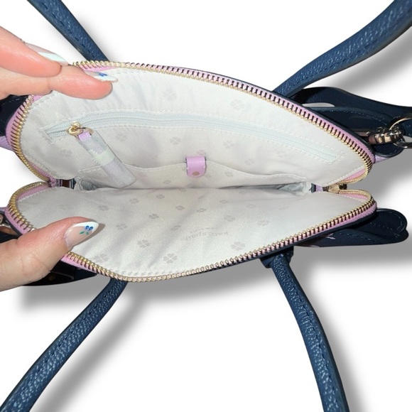 KATE SPADE Margaux Lemons Medium Satchel - Navy/ Lavendar/Yellow - Picture 7 of 16